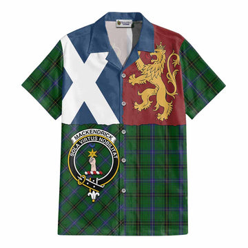 MacKendrick (McKendrick) Crest Tartan Cotton Hawaiian Shirt with Lion Rampant Saltire Style