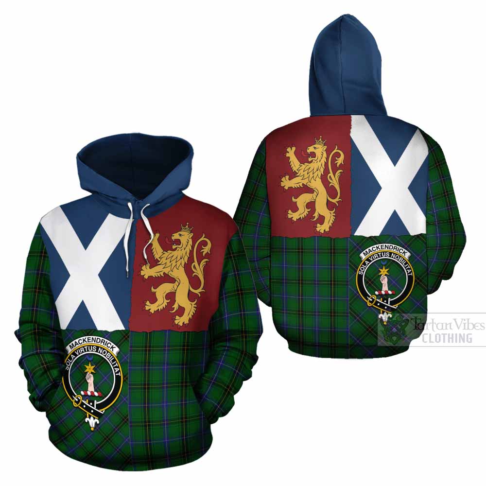 MacKendrick (McKendrick) Crest Tartan Cotton Hoodie with Lion Rampant Saltire Style - Tartan Vibes Clothing