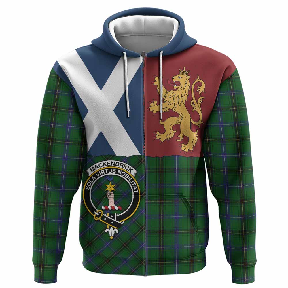 MacKendrick (McKendrick) Crest Tartan Hoodie with Lion Rampant Saltire Style