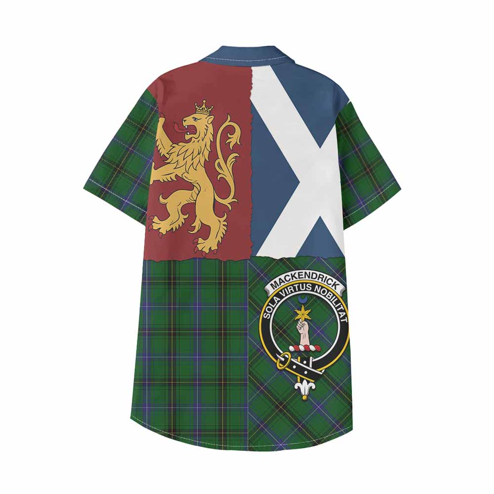 MacKendrick (McKendrick) Crest Tartan Kid Hawaiian Shirt with Lion Rampant Saltire Style - Tartan Vibes Clothing