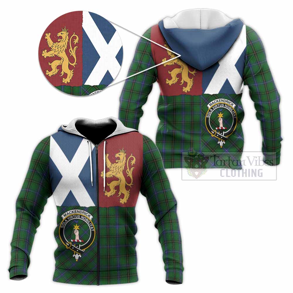 MacKendrick (McKendrick) Crest Tartan Knitted Hoodie with Lion Rampant Saltire Style