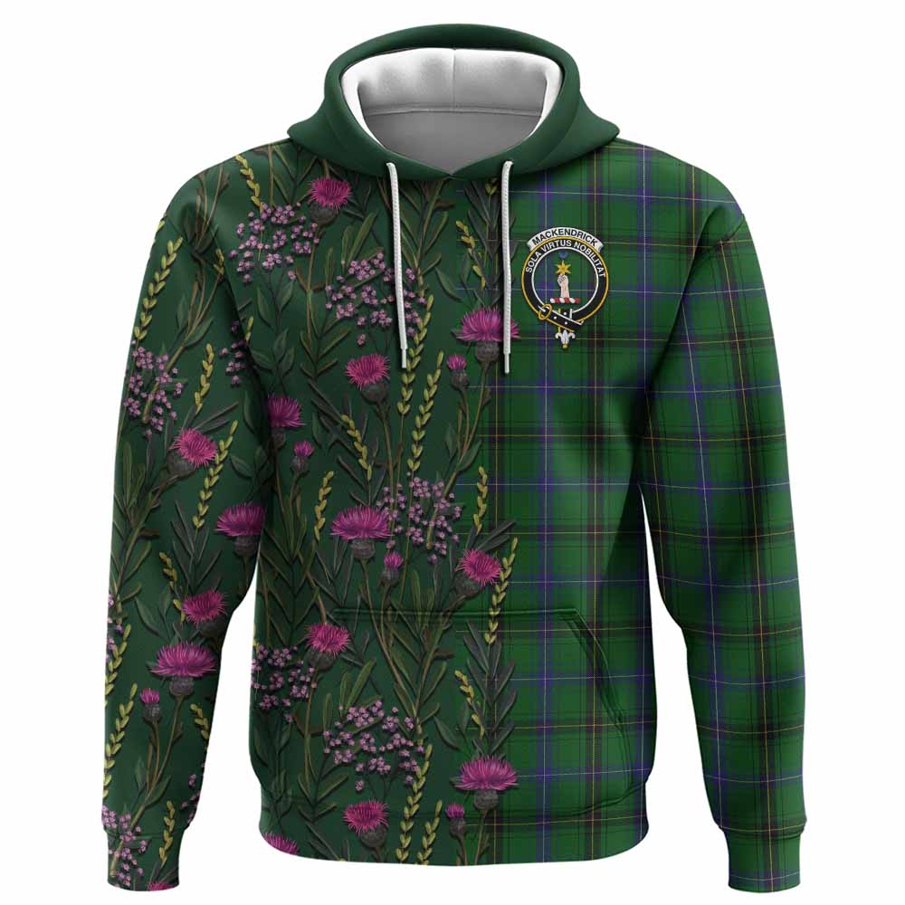 MacKendrick (McKendrick) Family Crest Tartan Hoodie Scottish Thistle Flower Pattern Half Style - Tartan Vibes Clothing