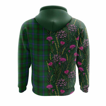 MacKendrick (McKendrick) Family Crest Tartan Hoodie Scottish Thistle Flower Pattern Half Style - Tartan Vibes Clothing