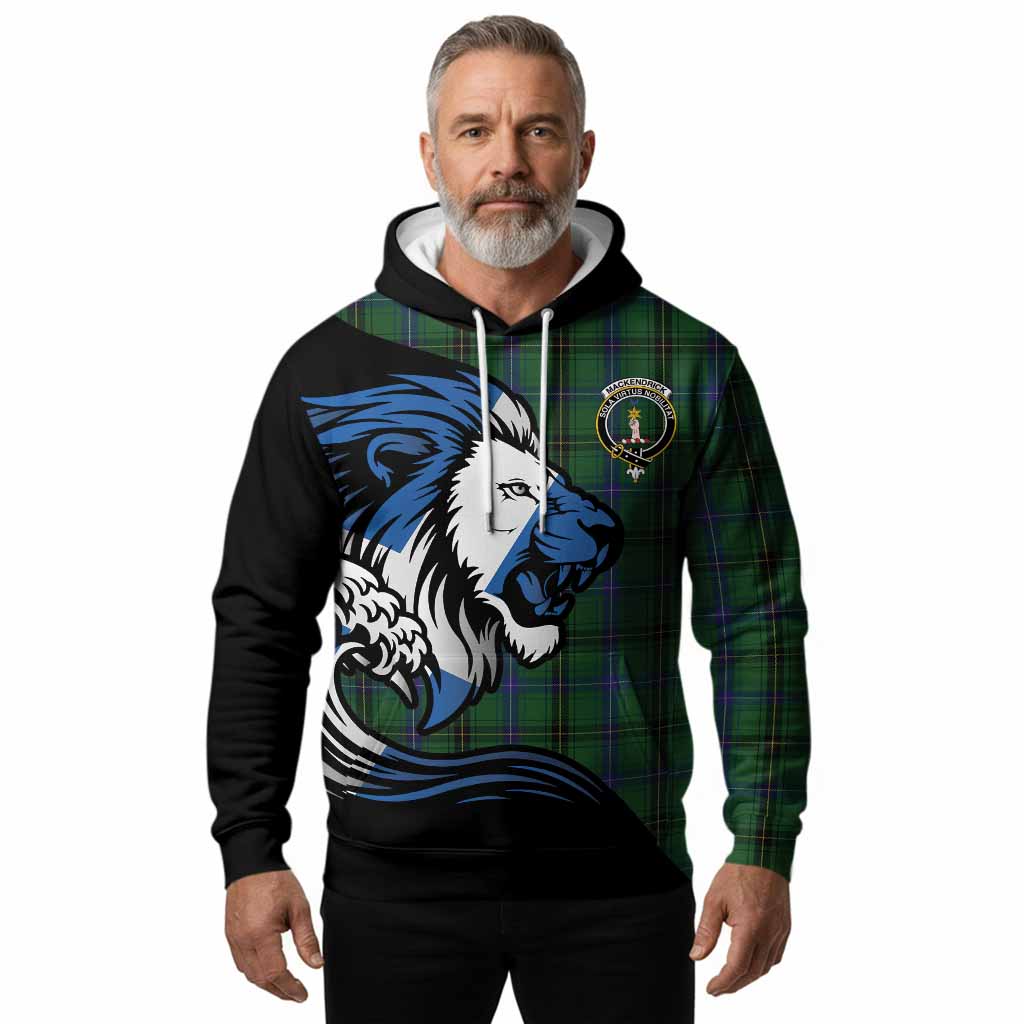 MacKendrick (McKendrick) Tartan Crest Hoodie Scottish Golden Lions Wave Flow