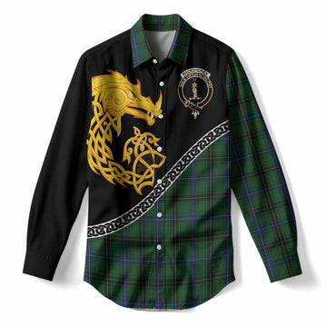 MacKendrick (McKendrick) Tartan Crest Women Casual Shirt Legendary Dragon Knot Half Style