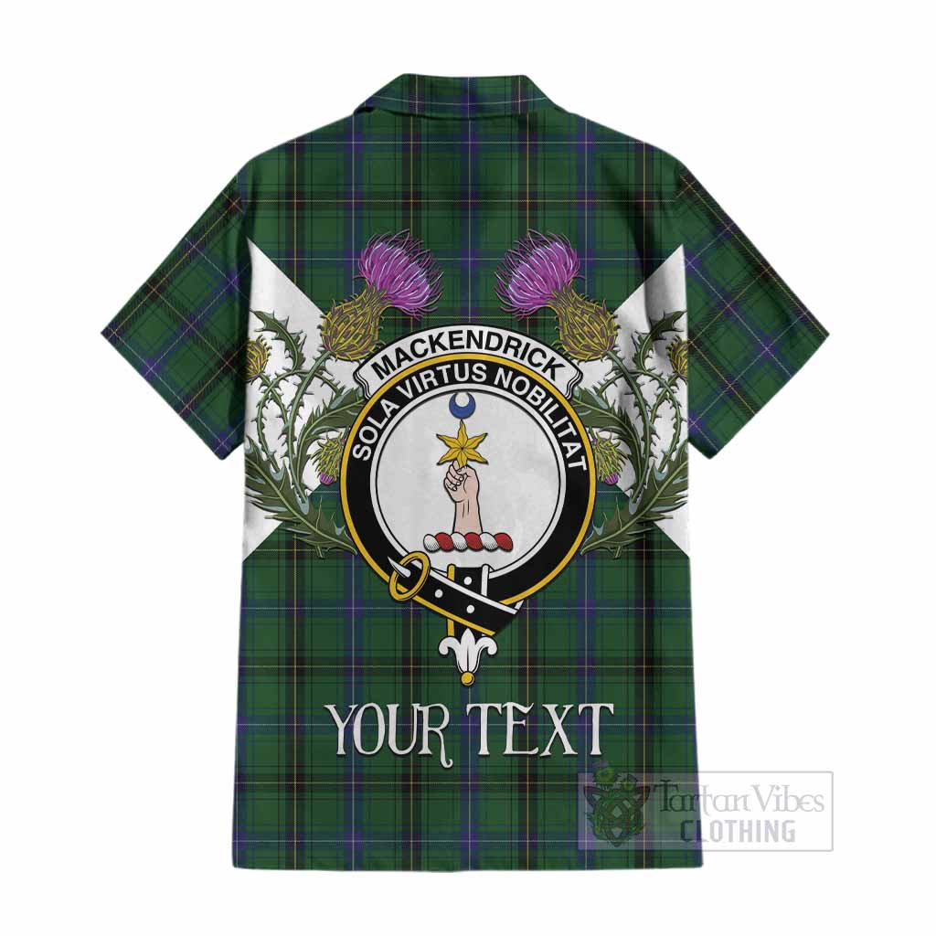 MacKendrick (McKendrick) Tartan Family Crest Cotton Hawaiian Shirt Scottish Burns Night Thistle Floral
