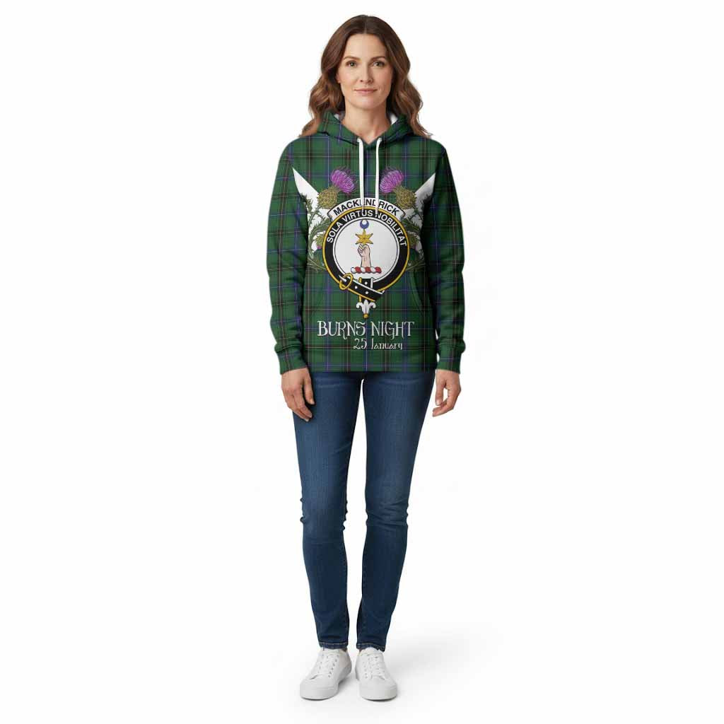 MacKendrick (McKendrick) Tartan Family Crest Cotton Hoodie Scottish Burns Night Thistle Floral