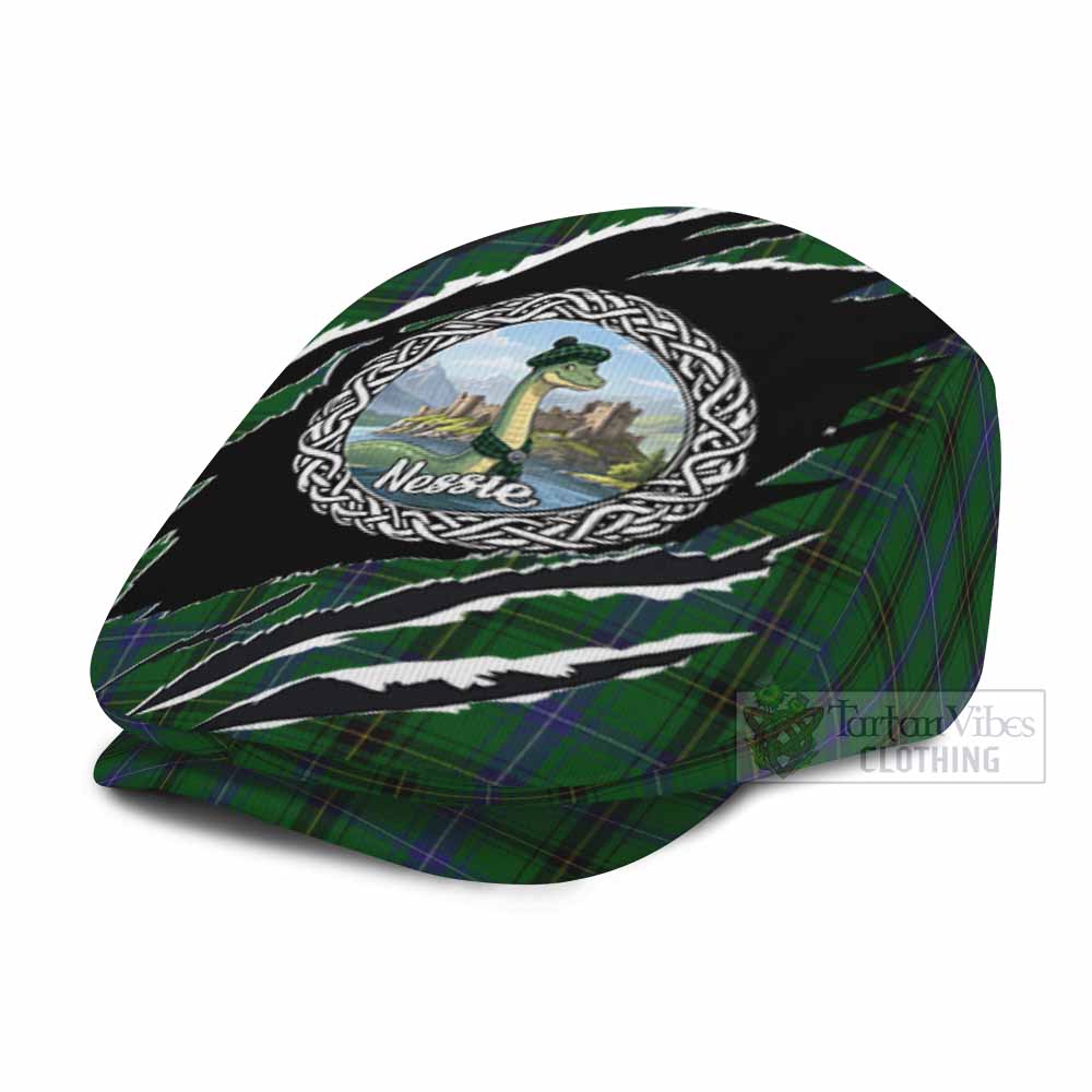 MacKendrick (McKendrick) Tartan Loch Ness Monster Flat Cap, Jeff Cap Celtic Knot Nessie Art