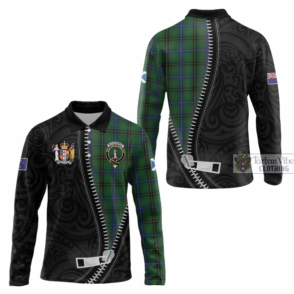 MacKendrick (McKendrick) Tartan Long Sleeve Polo Shirt New Zealand Pattern Unique Zipper Stylized