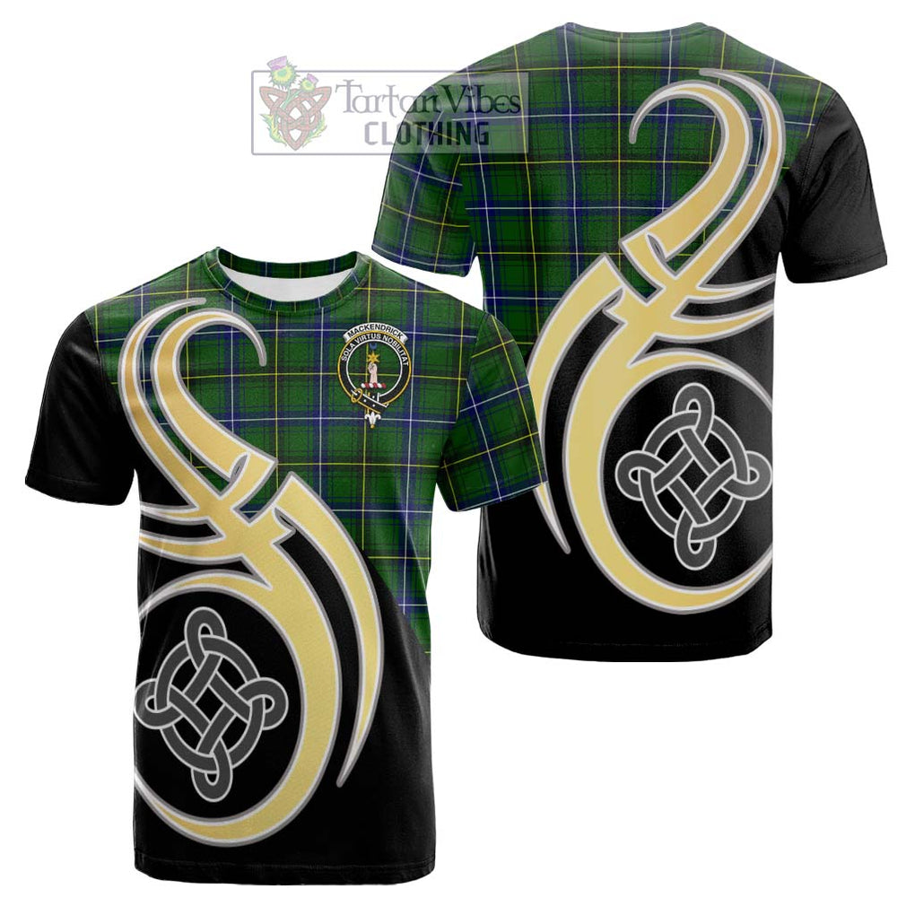 Tartan Vibes Clothing MacKendrick Modern Tartan Cotton T-shirt with Family Crest and Celtic Symbol Style