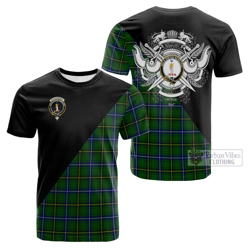 Tartan Vibes Clothing MacKendrick Modern Tartan Cotton T-shirt with Family Crest and Military Logo Style