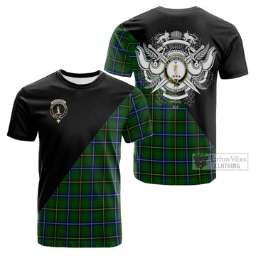 Tartan Vibes Clothing MacKendrick Modern Tartan Cotton T-shirt with Family Crest and Military Logo Style