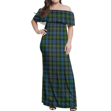 Mackenzie (Mckenzie) Tartan Off Shoulder Long Dress
