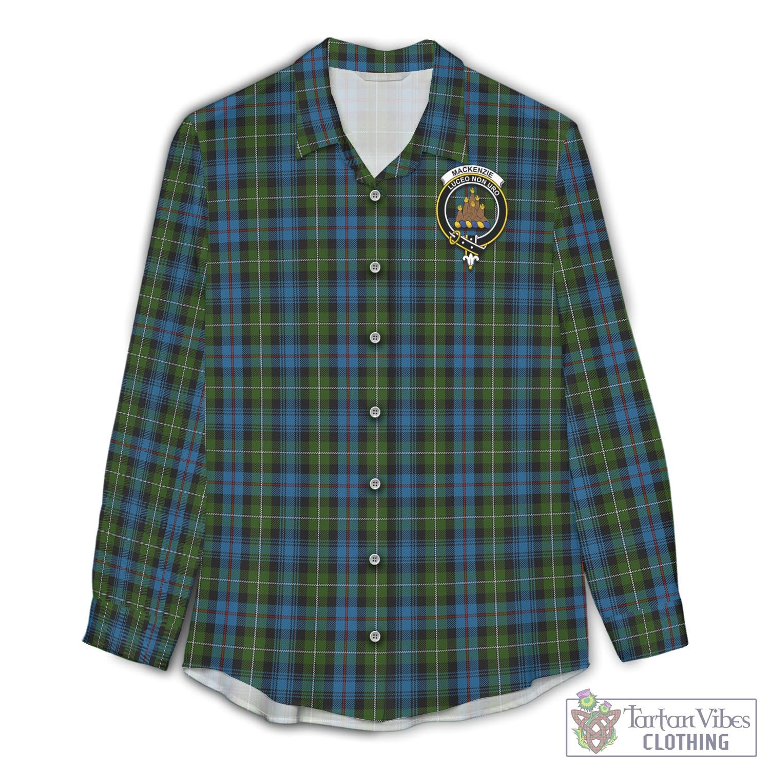 Tartan Vibes Clothing MacKenzie Tartan Womens Casual Shirt with Family Crest