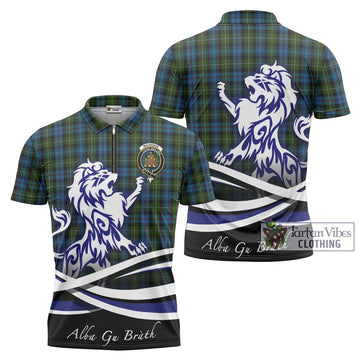 Mackenzie (Mckenzie) Tartan Zipper Polo Shirt with Alba Gu Brath Regal Lion Emblem Unisex - Tartanvibesclothing Shop