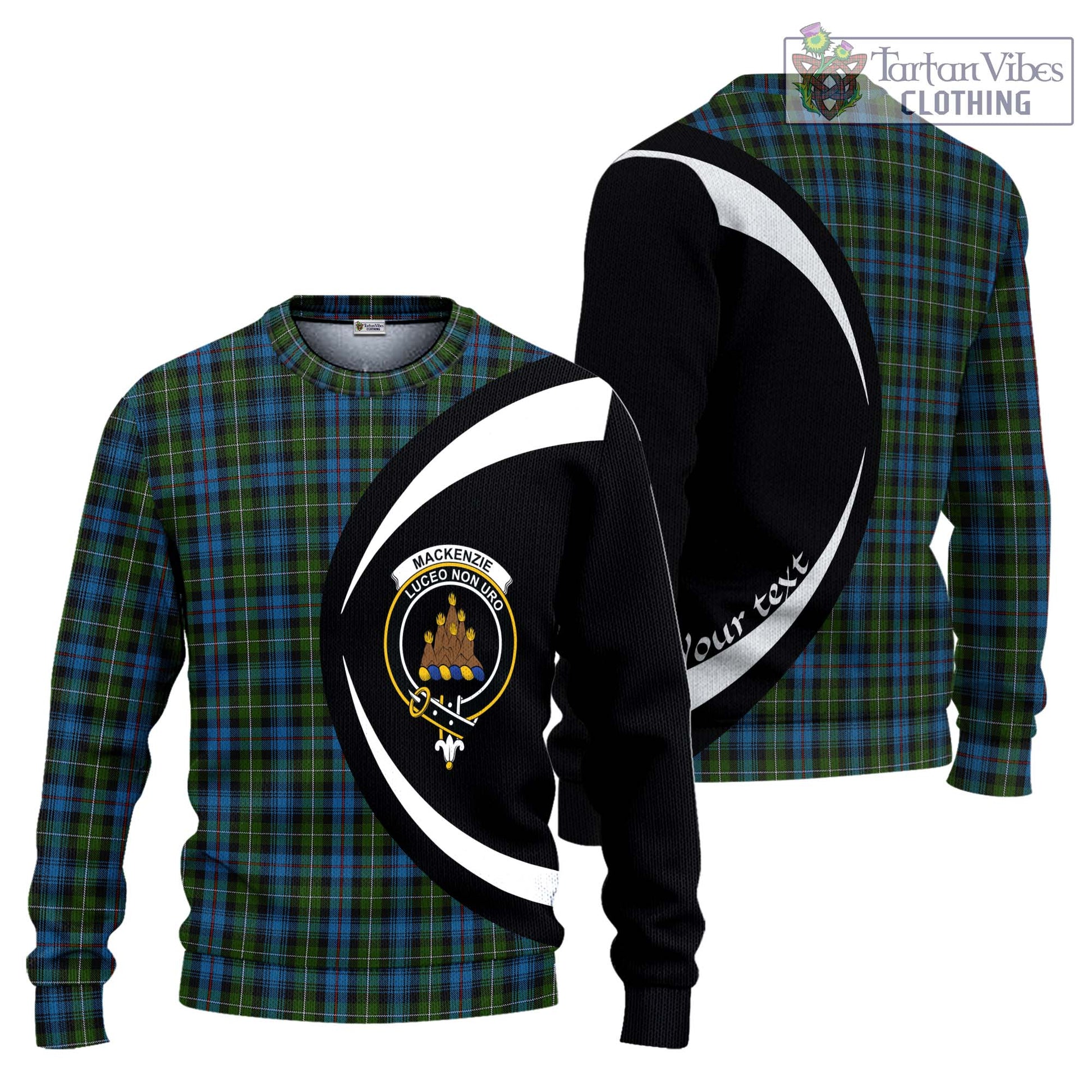 Mackenzie (Mckenzie) Tartan Knitted Sweater with Family Crest Circle Style Unisex - Tartan Vibes Clothing