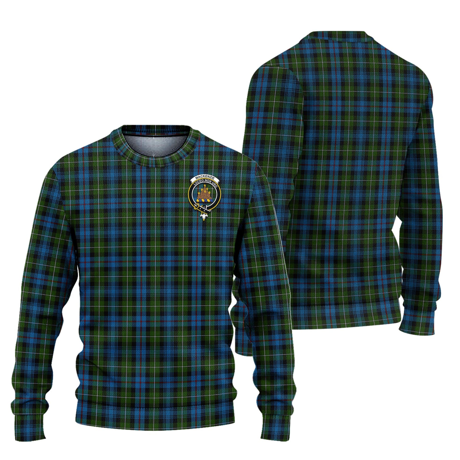 MacKenzie Tartan Knitted Sweater with Family Crest Unisex - Tartanvibesclothing