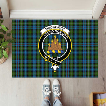 Mackenzie (Mckenzie) Tartan Rubber Doormat with Family Crest