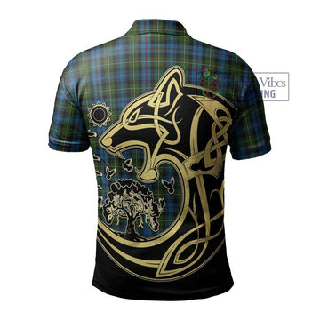 Mackenzie (Mckenzie) Tartan Polo Shirt with Family Crest Celtic Wolf Style - Tartan Vibes Clothing