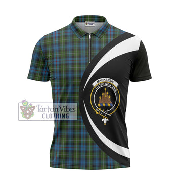 Tartan Vibes Clothing Mackenzie Tartan Zipper Polo Shirt with Family Crest Circle Style