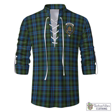 MacKenzie Tartan Men's Scottish Traditional Jacobite Ghillie Kilt Shirt with Family Crest