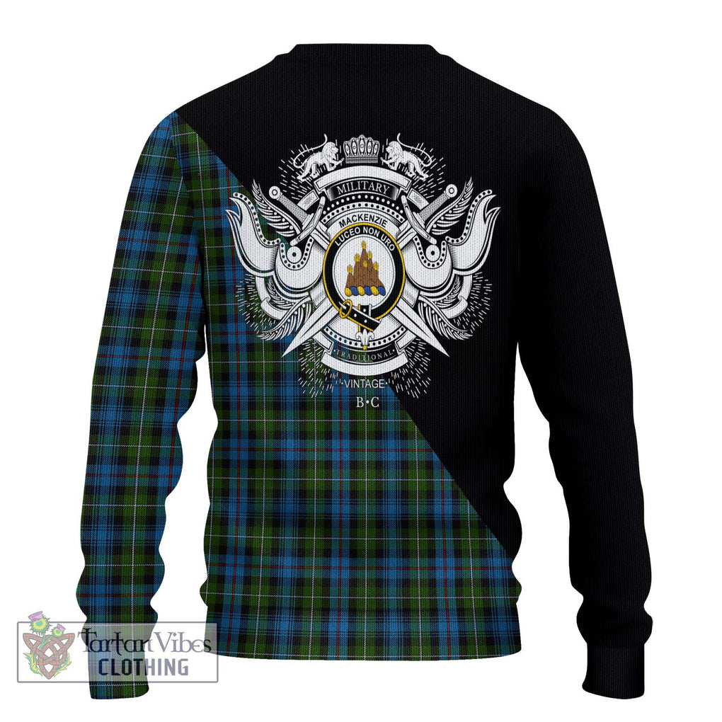 Mackenzie (Mckenzie) Tartan Knitted Sweater with Family Crest and Military Logo Style - Tartanvibesclothing Shop