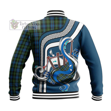 Tartan Vibes Clothing Mackenzie Tartan Baseball Jacket with Epic Bagpipe Style