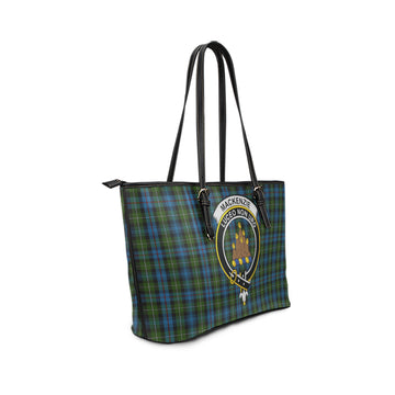 Mackenzie (Mckenzie) Tartan Leather Tote Bag with Family Crest