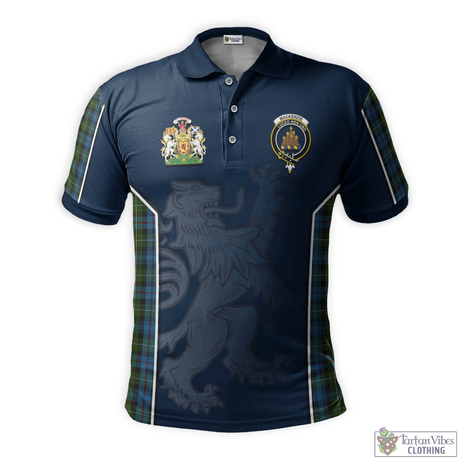 Tartan Vibes Clothing MacKenzie Tartan Men's Polo Shirt with Family Crest and Lion Rampant Vibes Sport Style