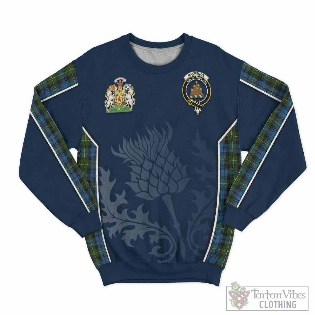 Tartan Vibes Clothing MacKenzie Tartan Sweatshirt with Family Crest and Scottish Thistle Vibes Sport Style