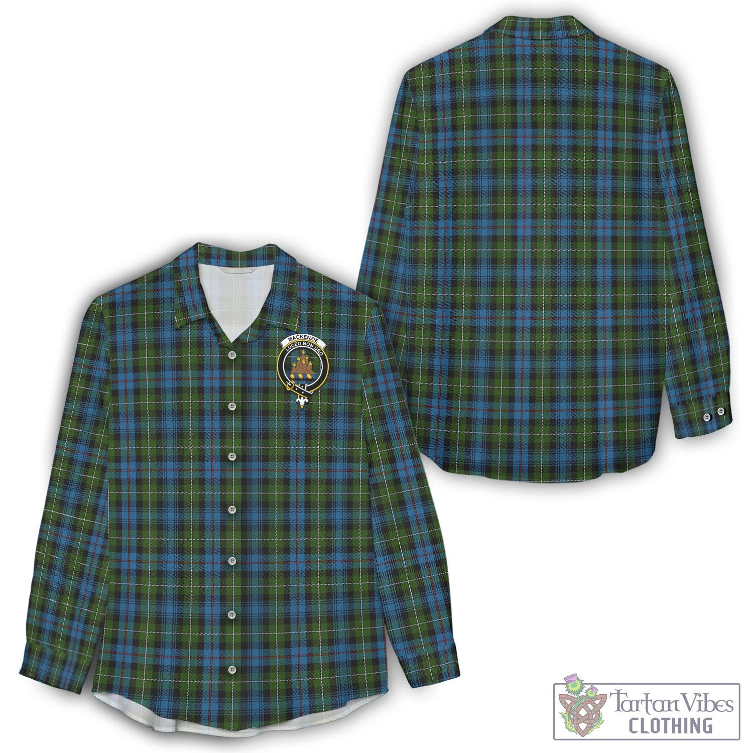 Tartan Vibes Clothing MacKenzie Tartan Womens Casual Shirt with Family Crest