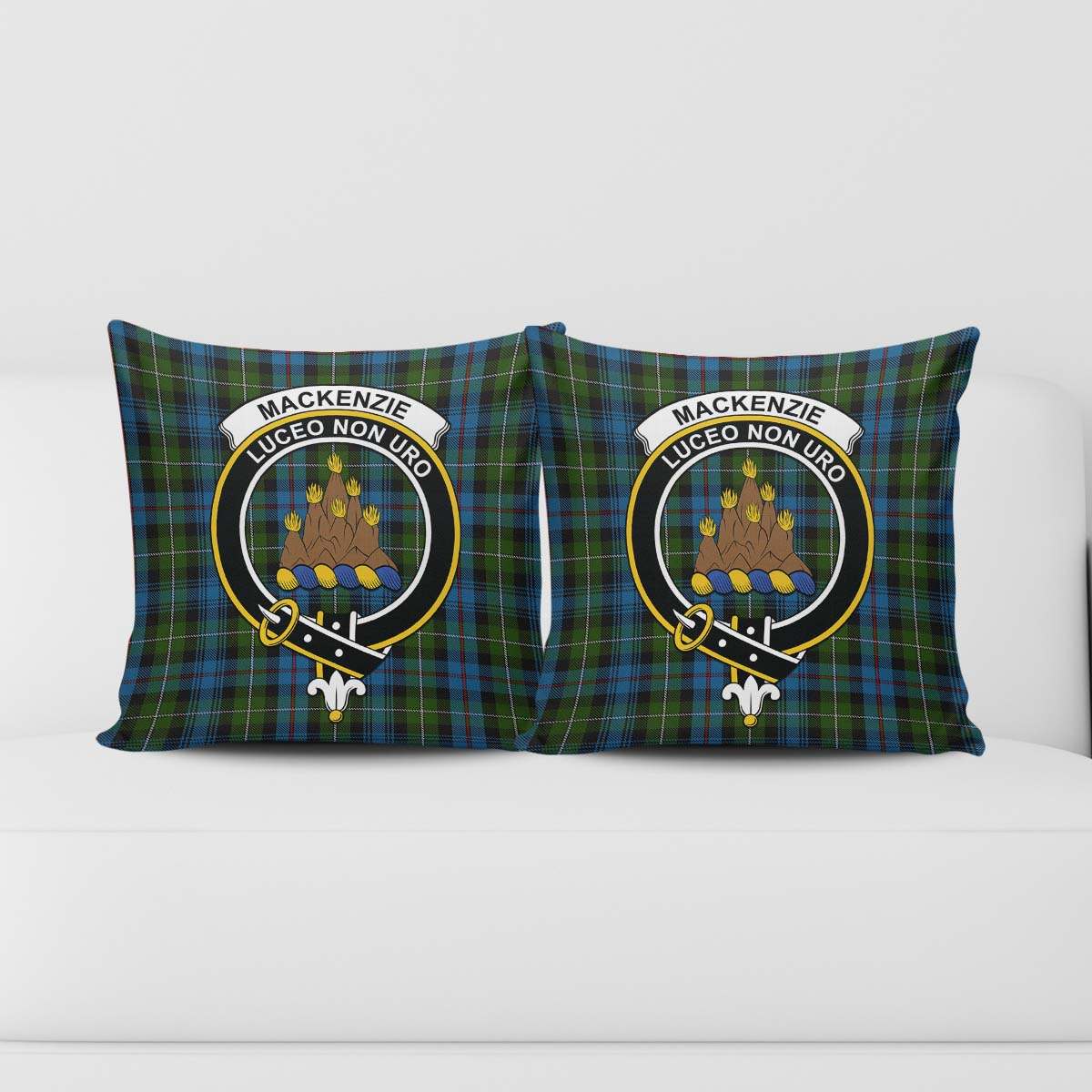 MacKenzie Tartan Pillow Cover with Family Crest - Tartanvibesclothing