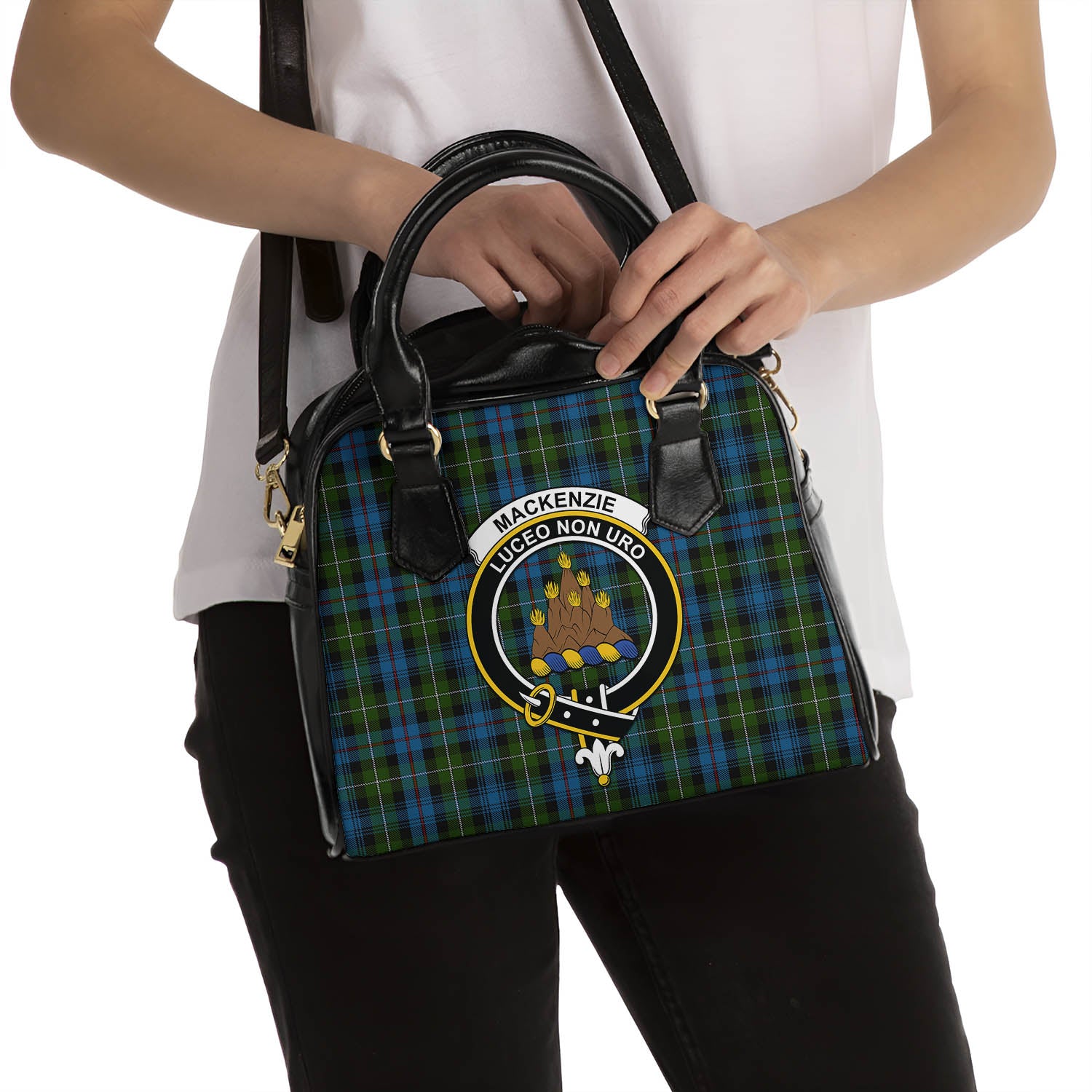 MacKenzie Tartan Shoulder Handbags with Family Crest - Tartanvibesclothing
