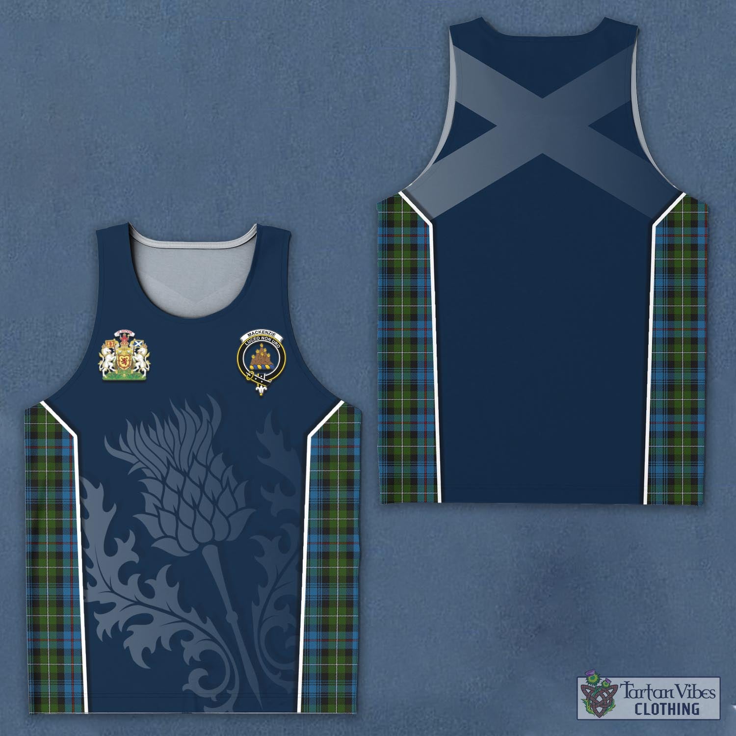 Tartan Vibes Clothing MacKenzie Tartan Men's Tanks Top with Family Crest and Scottish Thistle Vibes Sport Style