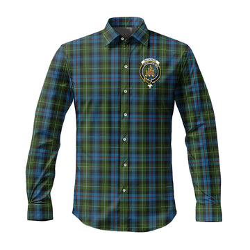 Mackenzie (Mckenzie) Tartan Long Sleeve Button Up Shirt with Family Crest