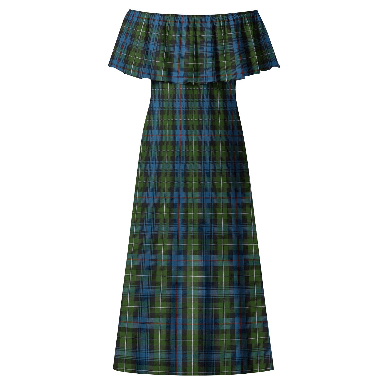 MacKenzie Tartan Off Shoulder Long Dress - Tartanvibesclothing