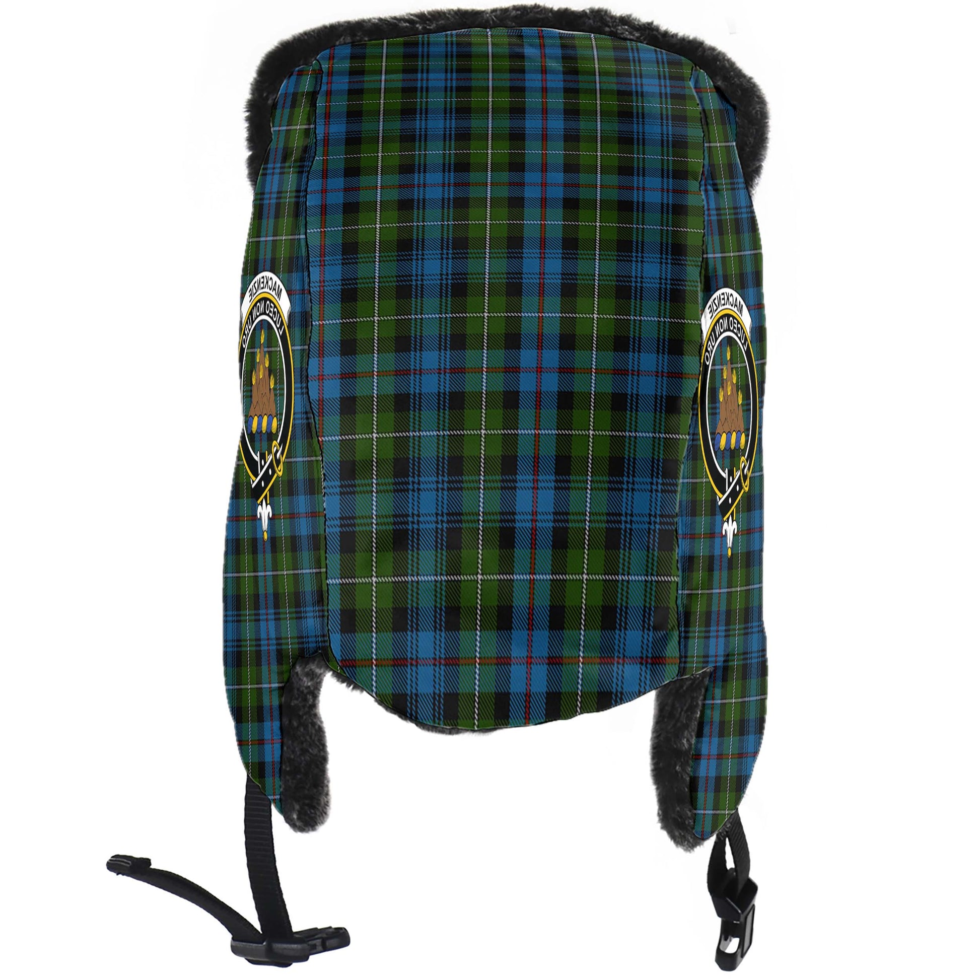 MacKenzie Tartan Winter Trapper Hat with Family Crest - Tartanvibesclothing