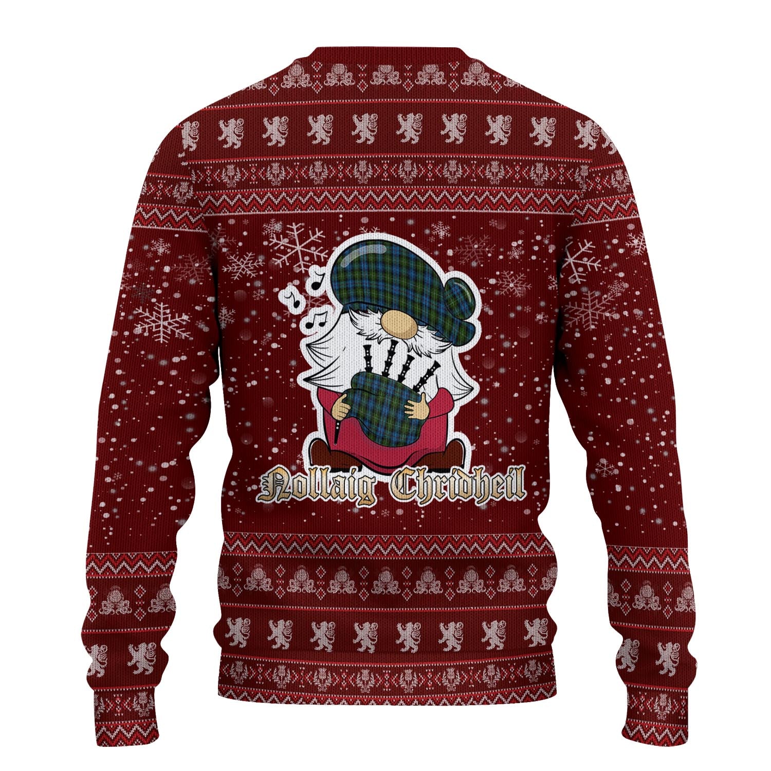 MacKenzie Clan Christmas Family Knitted Sweater with Funny Gnome Playing Bagpipes - Tartanvibesclothing