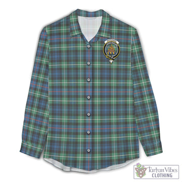 MacKenzie Ancient Tartan Womens Casual Shirt with Family Crest