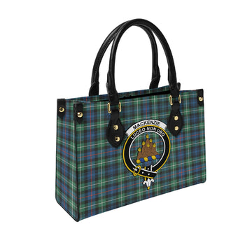 MacKenzie Ancient Tartan Leather Bag with Family Crest