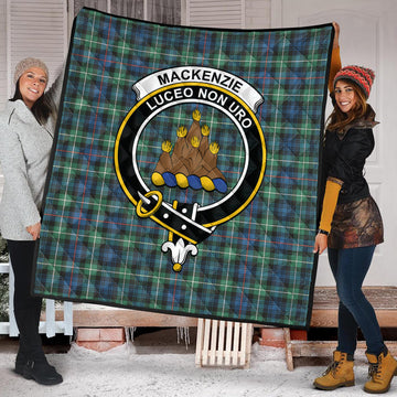 MacKenzie Ancient Tartan Quilt with Family Crest