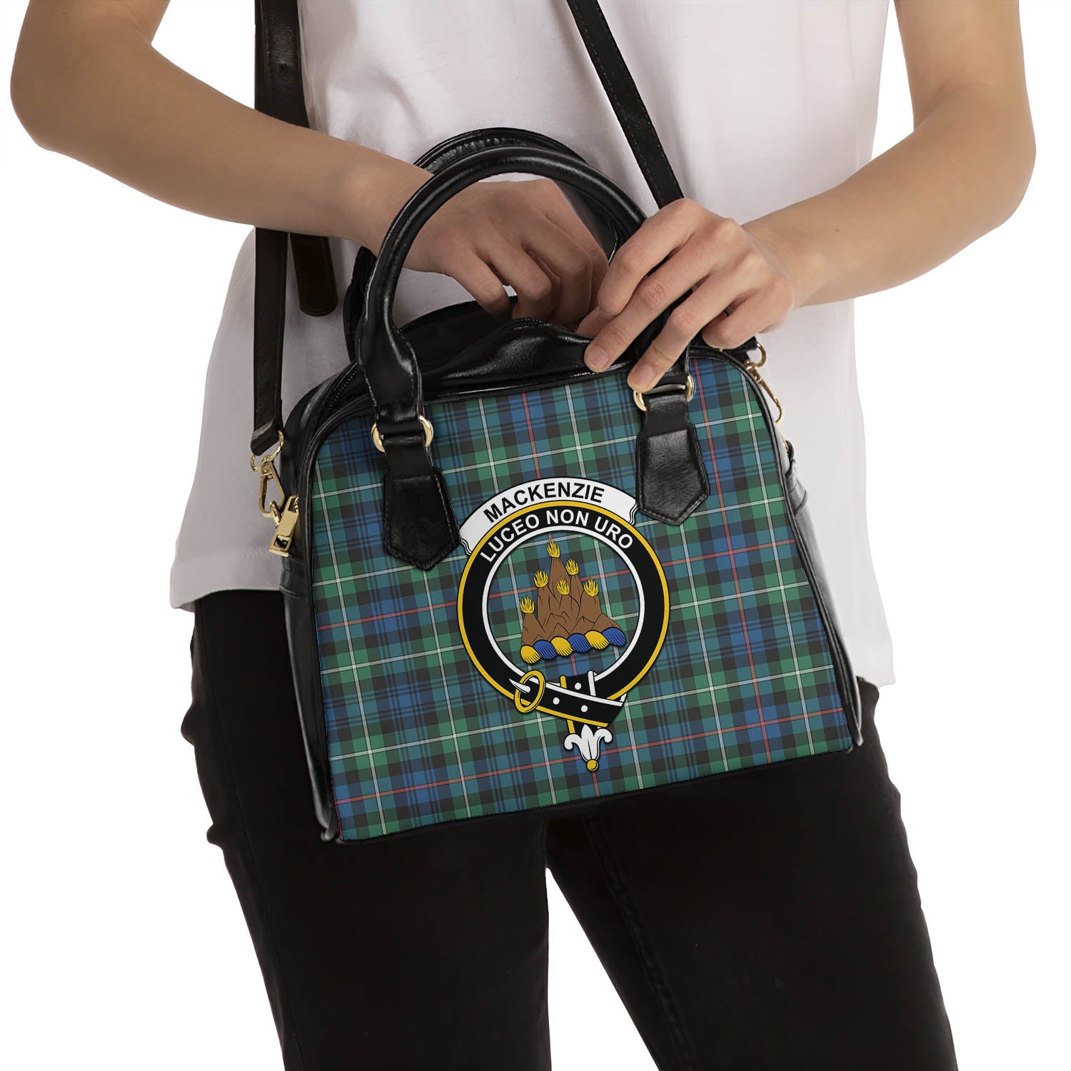 MacKenzie Ancient Tartan Shoulder Handbags with Family Crest - Tartanvibesclothing