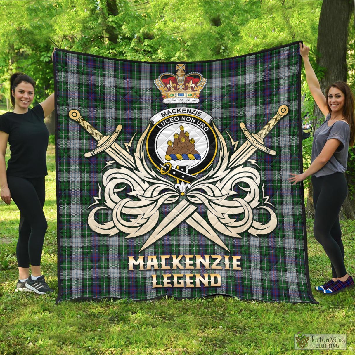 Tartan Vibes Clothing MacKenzie Dress Tartan Quilt with Clan Crest and the Golden Sword of Courageous Legacy