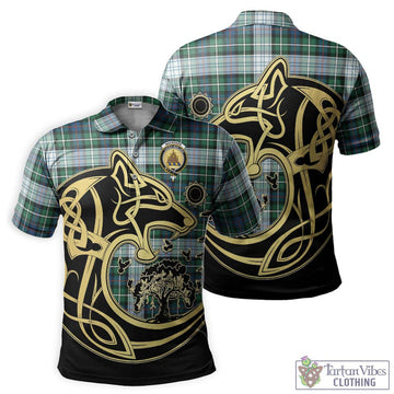Mackenzie Dress Ancient Tartan Polo Shirt with Family Crest Celtic Wolf Style