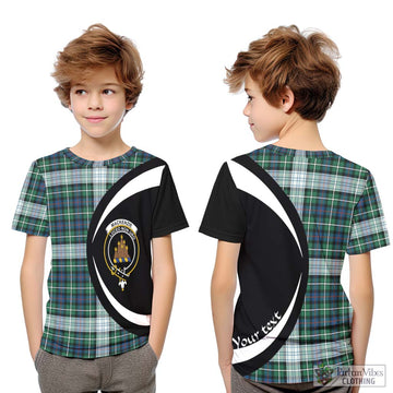 Mackenzie Dress Ancient Tartan Kid T-Shirt with Family Crest Circle Style