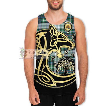Mackenzie Dress Ancient Tartan Men's Tank Top with Family Crest Celtic Wolf Style Men - Tartan Vibes Clothing