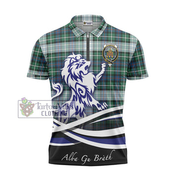 Mackenzie Dress Ancient Tartan Zipper Polo Shirt with Alba Gu Brath Regal Lion Emblem - Tartanvibesclothing Shop
