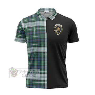 Mackenzie Dress Ancient Tartan Zipper Polo Shirt with Family Crest and Half Of Me Style - Tartanvibesclothing Shop