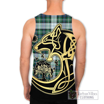 Mackenzie Dress Ancient Tartan Men's Tank Top with Family Crest Celtic Wolf Style - Tartan Vibes Clothing