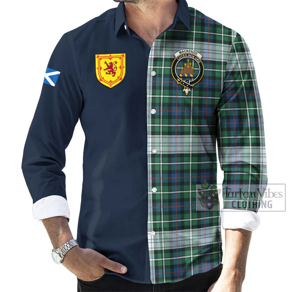 Tartan Vibes Clothing Mackenzie Dress Ancient Tartan Long Sleeve Button Shirt with Scottish Lion Royal Arm Half Style